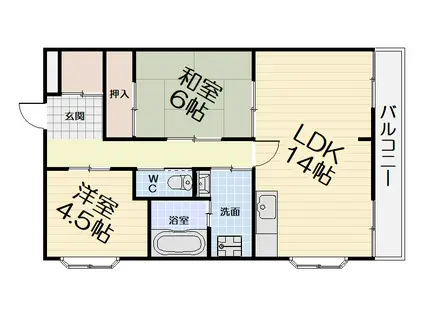 ロイヤルスクエアあむI(2LDK/2階)の間取り写真