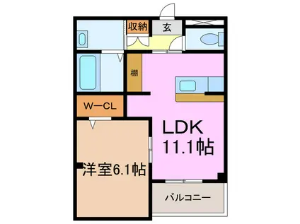 ランコントル(1LDK/1階)の間取り写真