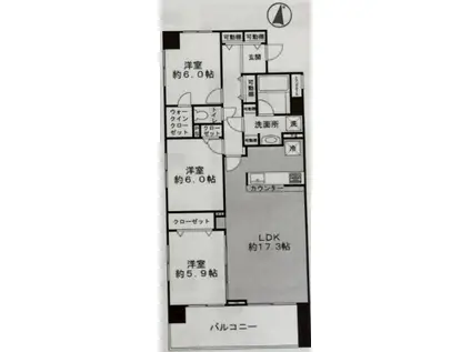 日神パレステージ大宮宮町(3LDK/2階)の間取り写真