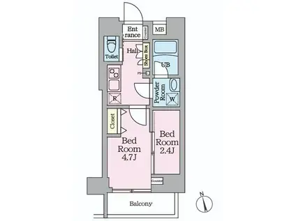HYS桜橋MIRAIS(2K/6階)の間取り写真