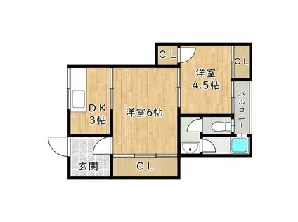 鳳ハイツ(2DK/2階)の間取り写真