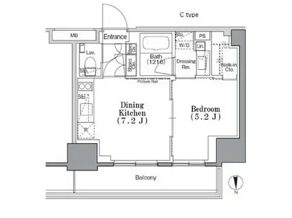 パークハビオ飯田橋(1DK/7階)の間取り写真