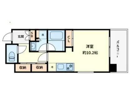 レジェンドール心斎橋イースト(ワンルーム/2階)の間取り写真