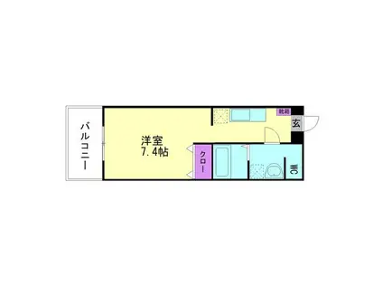 ライフステージ二日市弐番館(ワンルーム/2階)の間取り写真