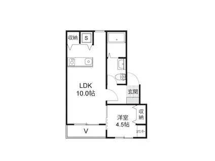 ヴァンテアン八日市II(1LDK/1階)の間取り写真