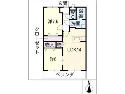 第Iコンフォート(2LDK/2階)の間取り写真