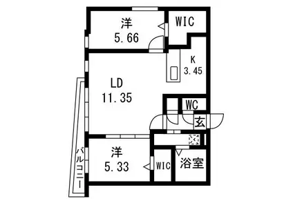 WARMTH INN南4条(2LDK/2階)の間取り写真