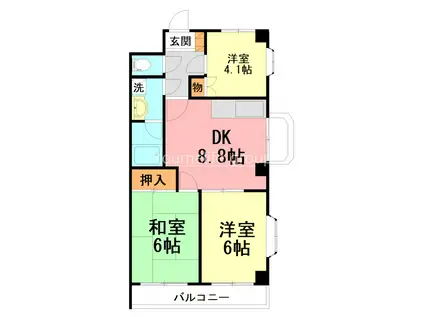 アークヒルズ佐須(3DK/3階)の間取り写真