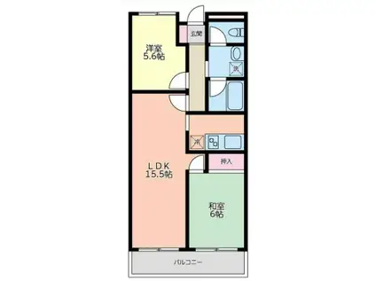 マリーブ千葉(2LDK/2階)の間取り写真