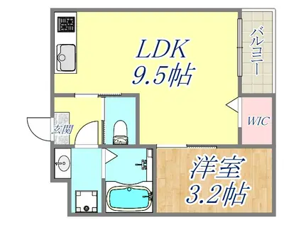 BEST VILLAGE鳴尾町(1LDK/1階)の間取り写真