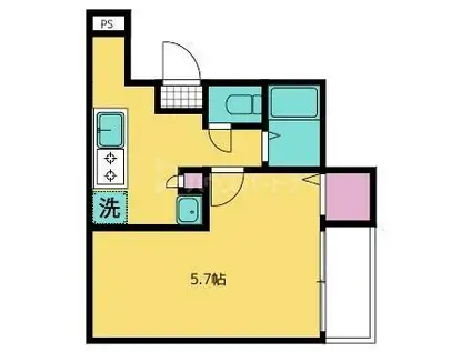 カーサ・アルモ(1K/1階)の間取り写真