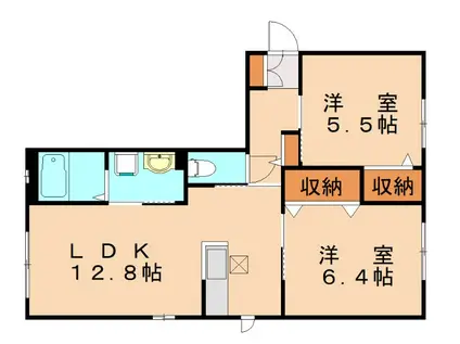 コモドヴィラ引野 (2LDK/1階)の間取り写真