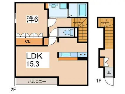 GREENLEAF(1LDK/2階)の間取り写真