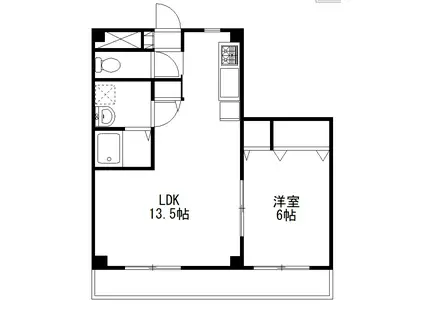 岩澤フラッツ(1LDK/2階)の間取り写真