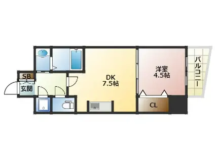 セレニテ三宮(1DK/10階)の間取り写真