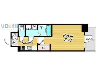 エスリード新大阪ヴェルデ(1K/3階)の間取り写真