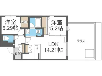 ピオネロ恵庭IV(1LDK/2階)の間取り写真