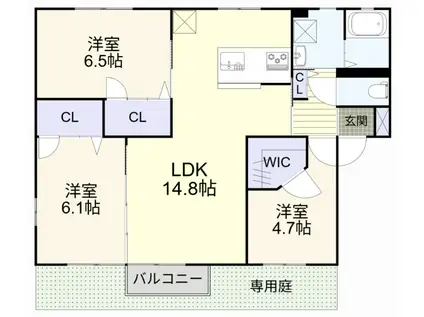 フォレスト・ハイツ A棟(3LDK/1階)の間取り写真