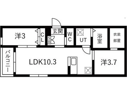 ILUSION新瑞橋(2LDK/2階)の間取り写真