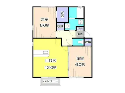 パルヴィラージュC(2LDK/2階)の間取り写真