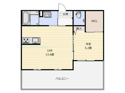 リブライフ春日 I棟(1LDK/1階)の間取り写真