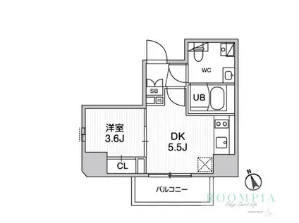 SYFORME江戸川橋(1DK/8階)の間取り写真
