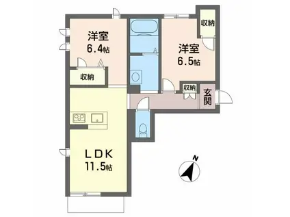 べレオ羽ノ浦(2LDK/1階)の間取り写真