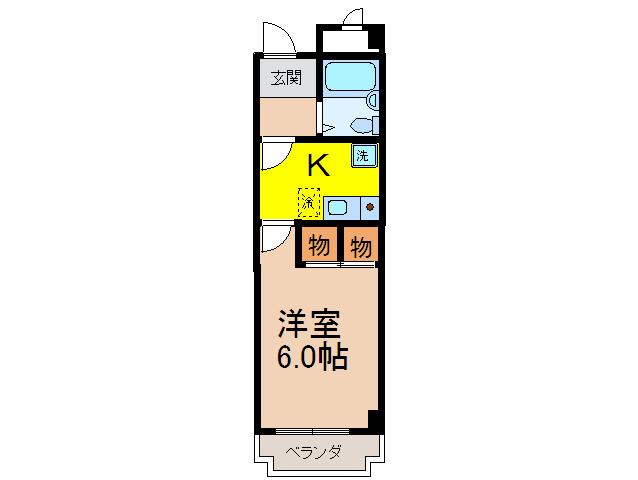 ブライトンヒルズ箕面(1K/2階)の間取り写真