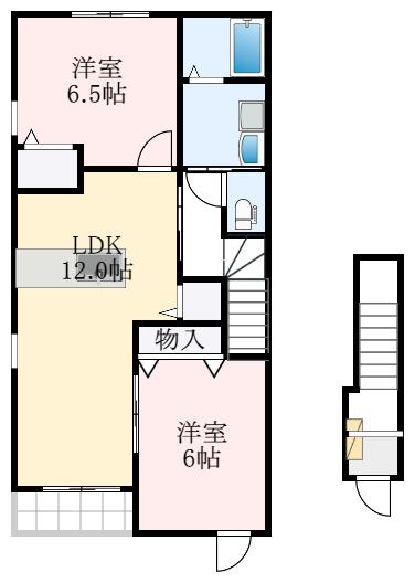 シェーネエレガンシア(2LDK/2階)の間取り写真