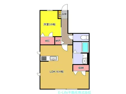 プルメリア(1LDK/1階)の間取り写真