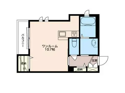 ルパルク アヴェニュー(ワンルーム/1階)の間取り写真