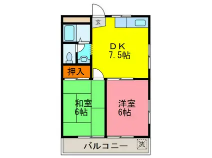 ガーデンハイツ山本(2DK/2階)の間取り写真