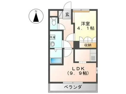 ヴァンベール(1LDK/2階)の間取り写真