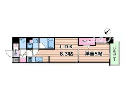 アーバネックス梅田中崎町II(1LDK/8階)の間取り写真