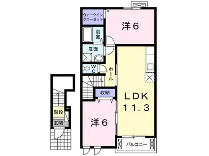 シャトーアンジュ(2LDK/2階)の間取り写真