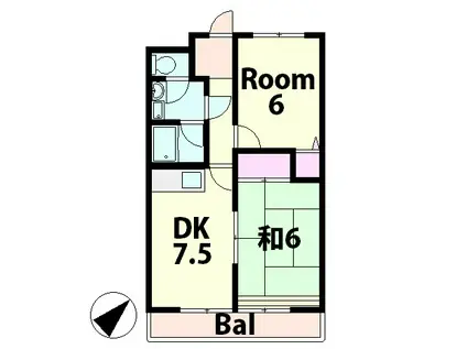 サンパレス三雲(2DK/4階)の間取り写真