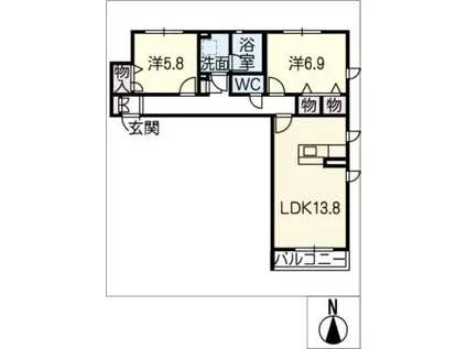 ALFLAT(2LDK/2階)の間取り写真