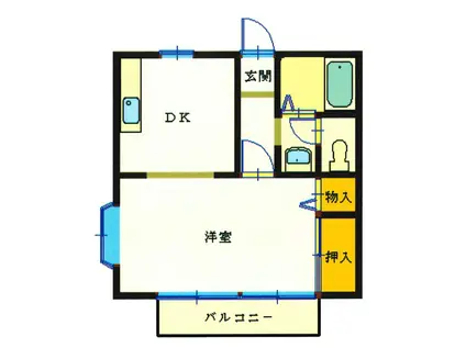 サンビレッジフォーシーズン G棟(1DK/2階)の間取り写真