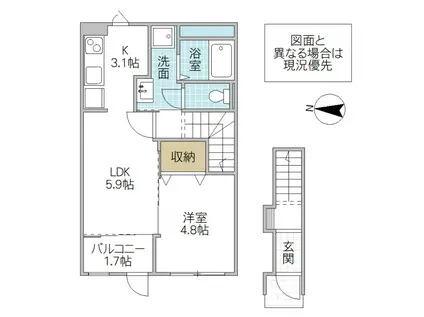 UN LUCIOLE(1LDK/2階)の間取り写真