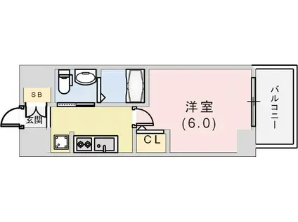 エステムプラザ神戸西IVインフィニティ(1K/11階)の間取り写真