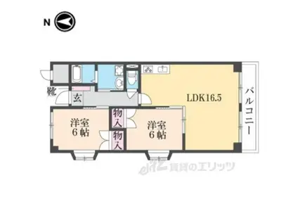 メゾン佐保B(2LDK/5階)の間取り写真