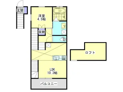 CUORE KANADAII(1LDK/2階)の間取り写真