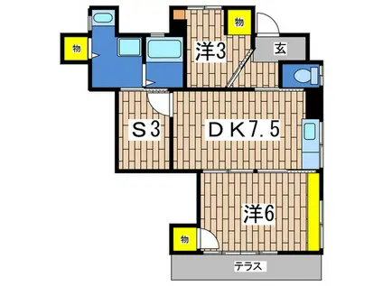 ヒルサイド初音(2SDK/1階)の間取り写真