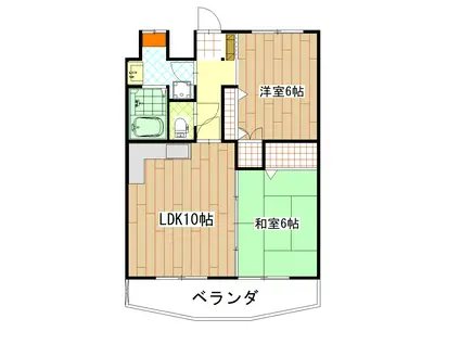 サンパレスカガワ(2LDK/4階)の間取り写真