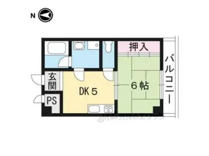 エムズ京都洛西(1DK/5階)の間取り写真
