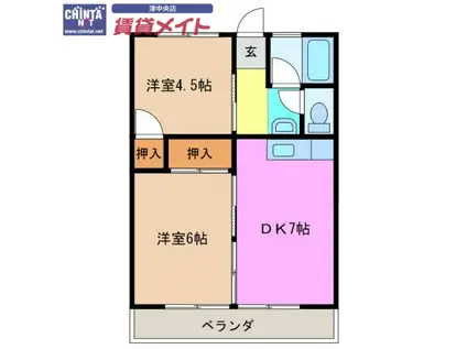 さつきハイツ(2DK/2階)の間取り写真