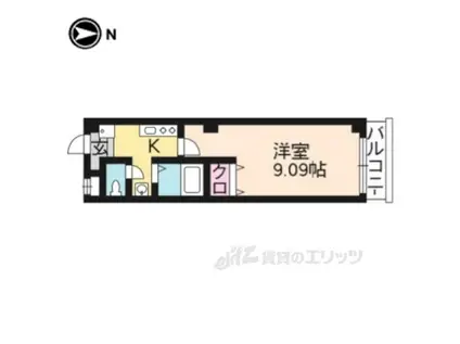 クオリカ紫竹(1K/4階)の間取り写真