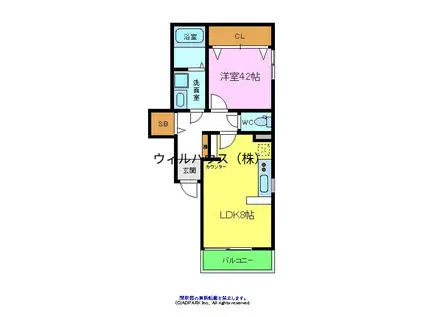 ル・デセール堺(1LDK/1階)の間取り写真