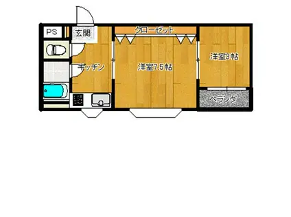 ラッズウィング(1SK/1階)の間取り写真