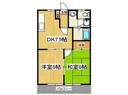 サンパティオ(2DK/1階)の間取り写真